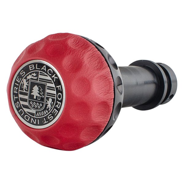 Black Forest Industries® - Golf Ball Black Heavy Weight Shift Knob with Rosso Centaurus Nappa Leather