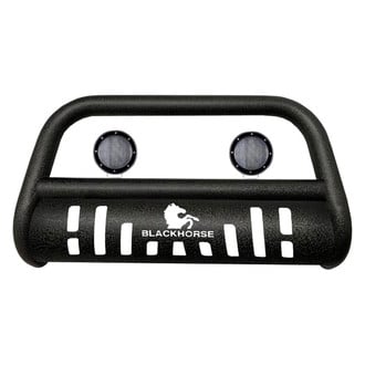 Black Horse® - 3" Black LED Bull Bar with Skid Plate