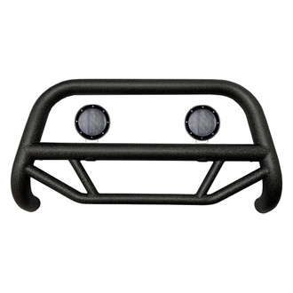 Black Horse® - 2.5" MAX Series Textured Black LED Bull Bar without Skid Plate and with 5.3" Black Round Flood LED Lights