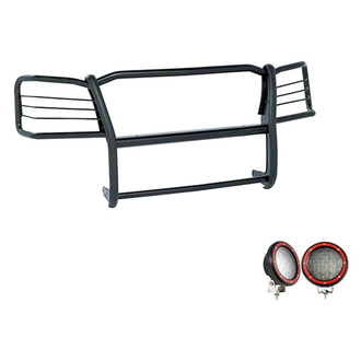 Black Horse® - Modular Design Black Grille Guard with 5.3" Red LED Lights