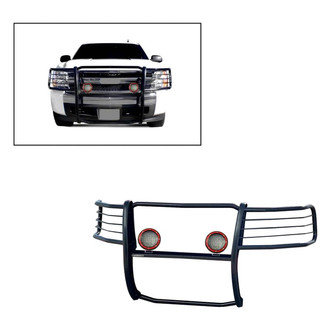 Black Horse® - Modular Design Black Grille Guard with 5.3" Red LED Lights