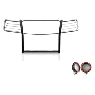 Black Horse® - Modular Design Polished Grille Guard with 5.3" Red LED Lights