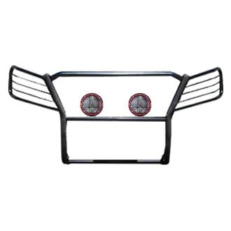 Black Horse® - Modular Design Black Grille Guard with 5.3" Red LED Lights