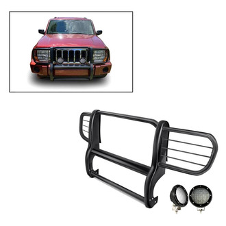 Black Horse® - Modular Design Black Grille Guard with 5.3" Black LED Lights
