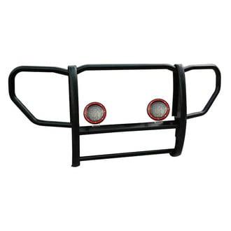 Black Horse® - 1-Piece Design Black Grille Guard with 5.3" Red LED Lights