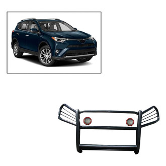 Black Horse® - Modular Design Black Grille Guard with 5.3" Red LED Lights