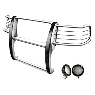 Black Horse® - Modular Design Polished Grille Guard with 5.3" Black LED Lights