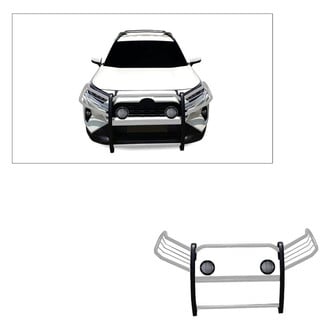 Black Horse® - Modular Design Polished Grille Guard with 5.3" Black LED Lights