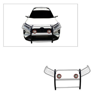Black Horse® - Modular Design Polished Grille Guard with 5.3" Red LED Lights