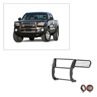 Black Horse® - Modular Design Black Grille Guard with 5.3" Red LED Lights
