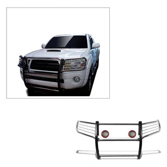 Black Horse® - Modular Design Polished Grille Guard with 5.3" Red LED Lights