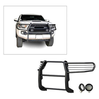 Black Horse® - Modular Design Black Grille Guard with 5.3" Black LED Lights