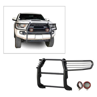 Black Horse® - Modular Design Black Grille Guard with 5.3" Red LED Lights