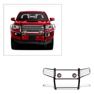 Black Horse® - Modular Design Polished Grille Guard with 5.3" Red LED Lights