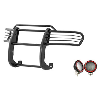 Black Horse® - Modular Design Black Grille Guard with 5.3" Red LED Lights