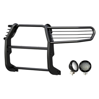 Black Horse® - Modular Design Black Grille Guard with 5.3" Black LED Lights