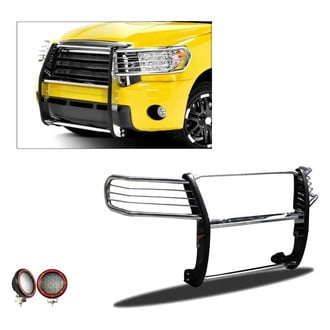 Black Horse® - Modular Design Polished Grille Guard with 5.3" Red LED Lights