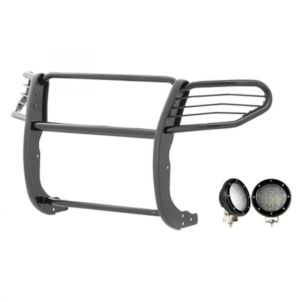 Black Horse® - Modular Design Black Grille Guard with 5.3" Black LED Lights