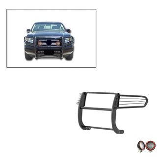 Black Horse® - Modular Design Black Grille Guard with 5.3" Red LED Lights