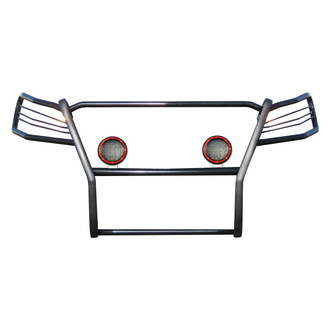 Black Horse® - Modular Design Black Grille Guard with 5.3" Red LED Lights
