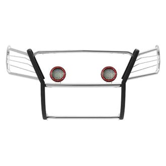 Black Horse® - Modular Design Polished Grille Guard with 5.3" Red LED Lights