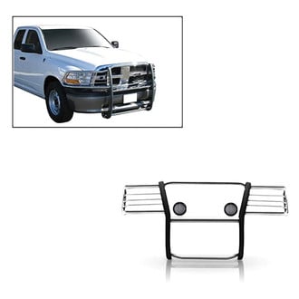 Black Horse® - Modular Design Polished Grille Guard with 5.3" Black LED Lights