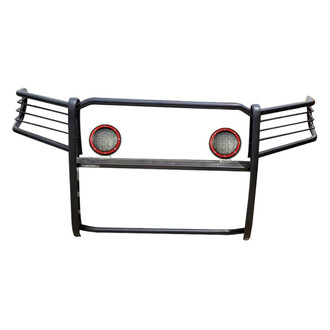 Black Horse® - Modular Design Black Grille Guard with 5.3" Red LED Lights