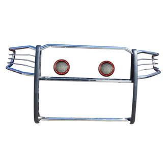 Black Horse® - Modular Design Polished Grille Guard with 5.3" Red LED Lights