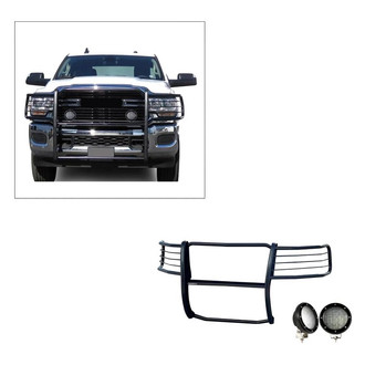 Black Horse® - Modular Design Black Grille Guard with 5.3" Black LED Lights
