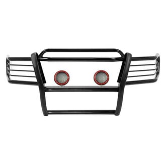 Black Horse® - Modular Design Black Grille Guard with 5.3" Red LED Lights