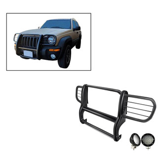 Black Horse® - Modular Design Black Grille Guard with 5.3" Black LED Lights