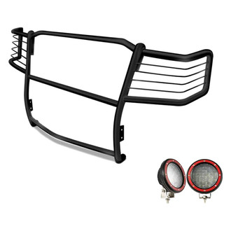 Black Horse® - Modular Design Black Grille Guard with 5.3" Red LED Lights