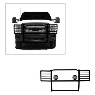 Black Horse® - Modular Design Black Grille Guard with 5.3" Black LED Lights
