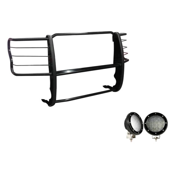 Black Horse® - Modular Design Black Grille Guard with 5.3" Black LED Lights