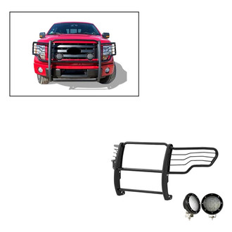Black Horse® - Modular Design Black Grille Guard with 5.3" Black LED Lights