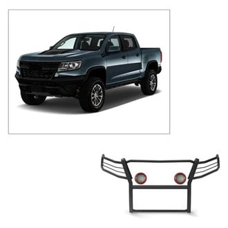 Black Horse® - Modular Design Black Grille Guard with 5.3" Red LED Lights