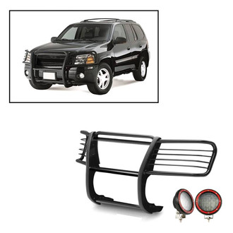 Black Horse® - Modular Design Black Grille Guard with 5.3" Red LED Lights