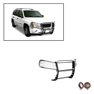 Black Horse® - Modular Design Polished Grille Guard with 5.3" Red LED Lights