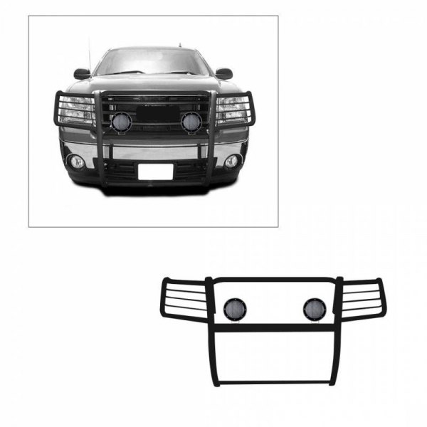 Black Horse® - Modular Design Black Grille Guard with 5.3" Black LED Lights