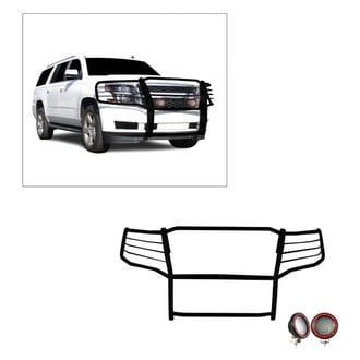 Black Horse® - Modular Design Black Grille Guard with 5.3" Red LED Lights
