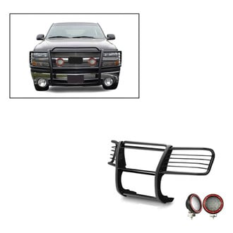Black Horse® - Modular Design Black Grille Guard with 5.3" Red LED Lights