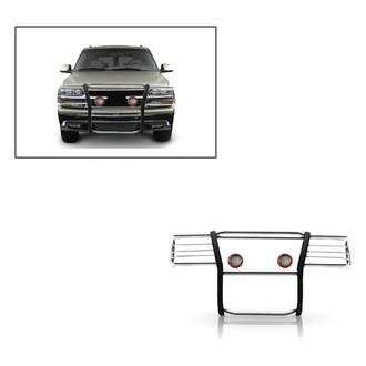 Black Horse® - Modular Design Polished Grille Guard with 5.3" Red LED Lights