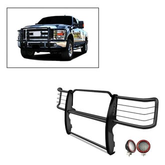 Black Horse® - Modular Design Black Grille Guard with 5.3" Red LED Lights