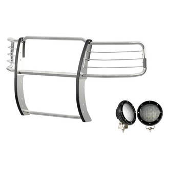 Black Horse® - Modular Design Polished Grille Guard with 5.3" Black LED Lights