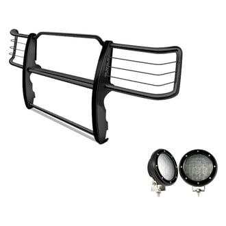 Black Horse® - Modular Design Black Grille Guard with 5.3" Black LED Lights