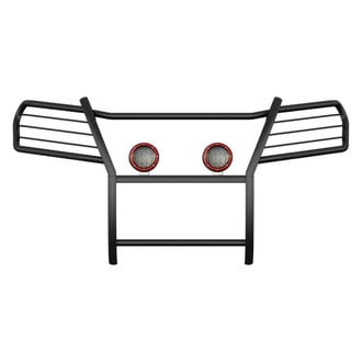 Black Horse® - Modular Design Black Grille Guard with 5.3" Red LED Lights