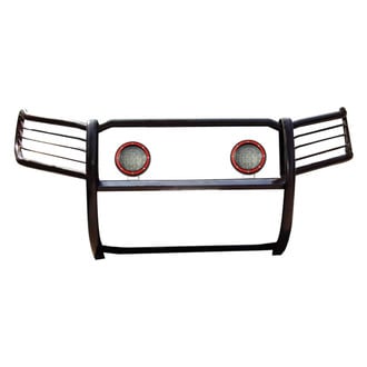 Black Horse® - Modular Design Black Grille Guard with 5.3" Red LED Lights