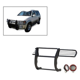 Black Horse® - Modular Design Black Grille Guard with 5.3" Red LED Lights