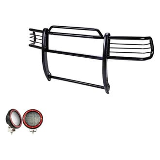 Black Horse® - Modular Design Black Grille Guard with 5.3" Red LED Lights