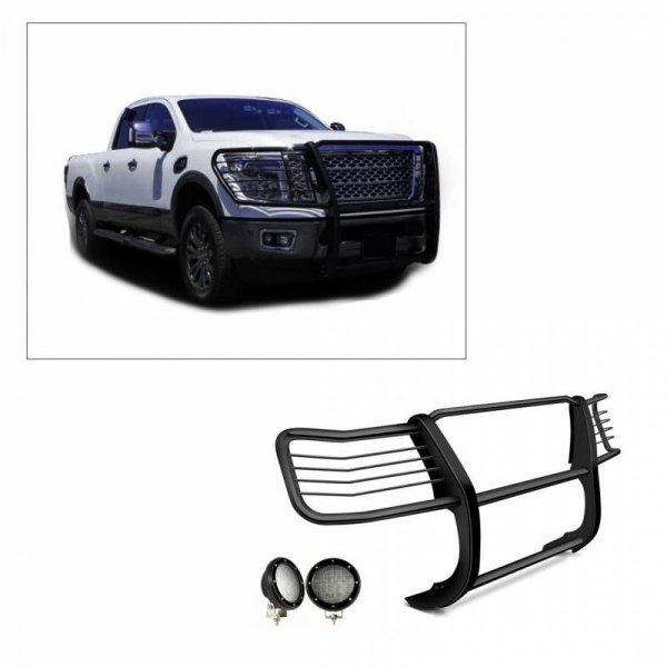 Black Horse® - Modular Design Black Grille Guard with 5.3" Black LED Lights